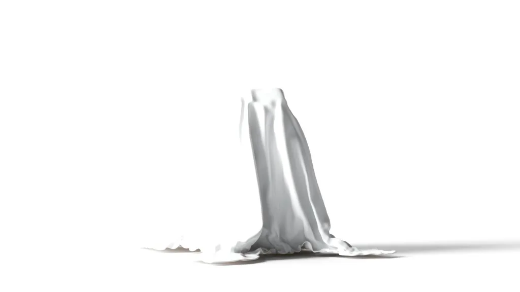A white veil rising from a pale ground
